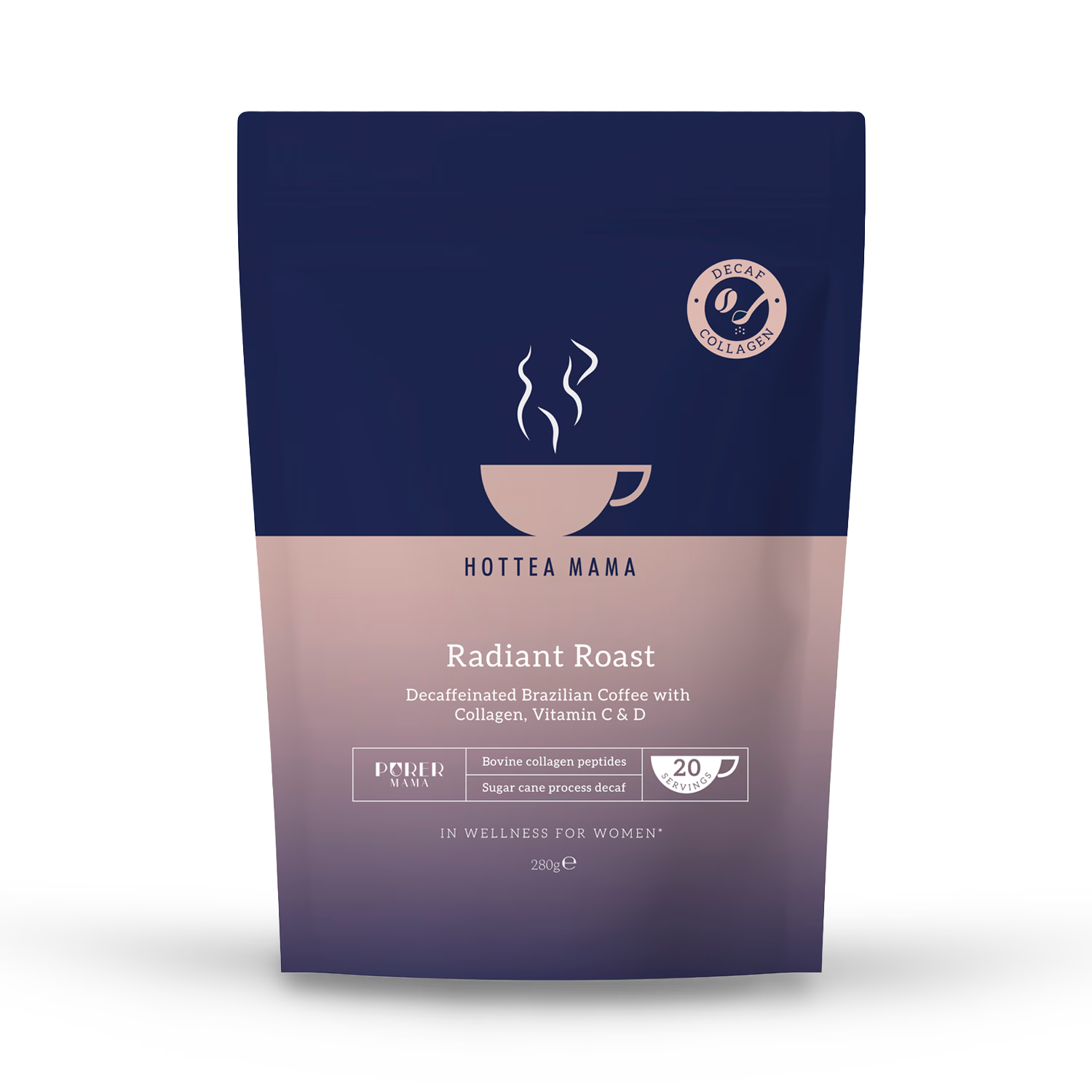 HotTea Mama collagen decaf coffee blend 280g, imported from the UK