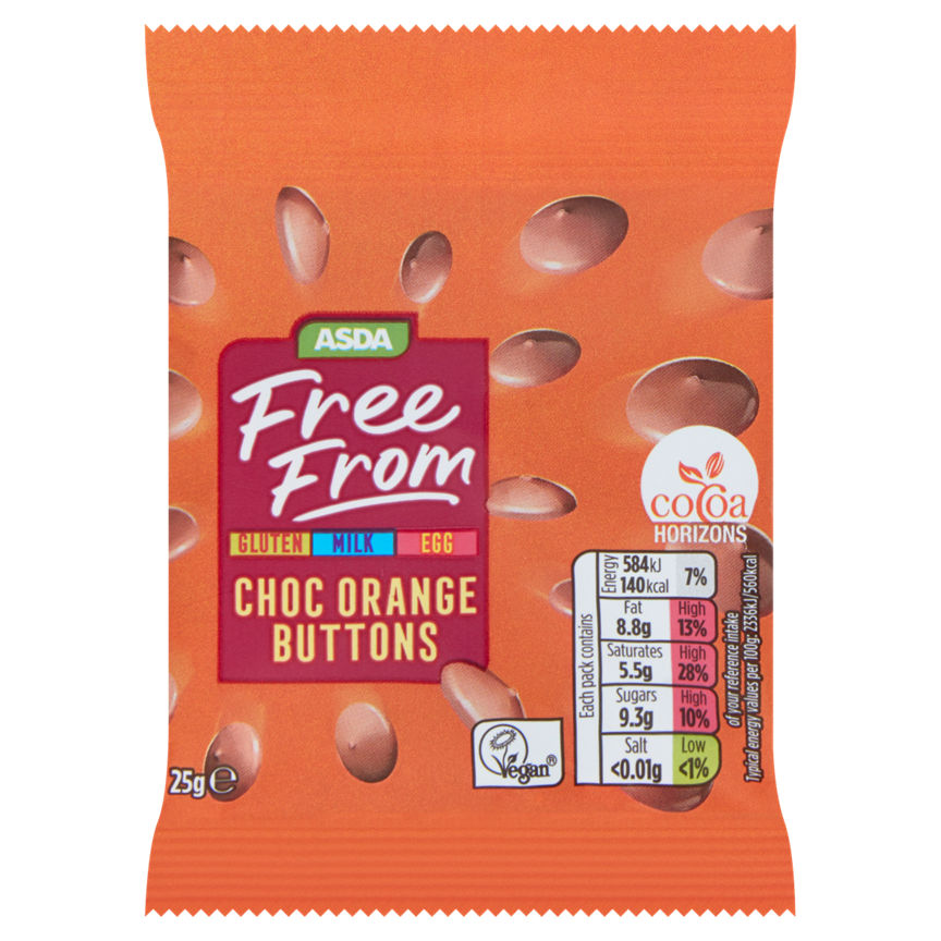 ASDA Free From Choc Orange Buttons Snacks & Confectionery ASDA   