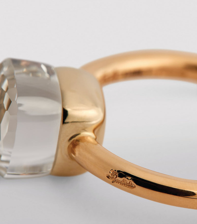 Pomellato Nudo Petit ring mixed gold white topaz, UK version