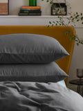 Brushed cotton pillowcases charcoal grey set of 2 (British brand)