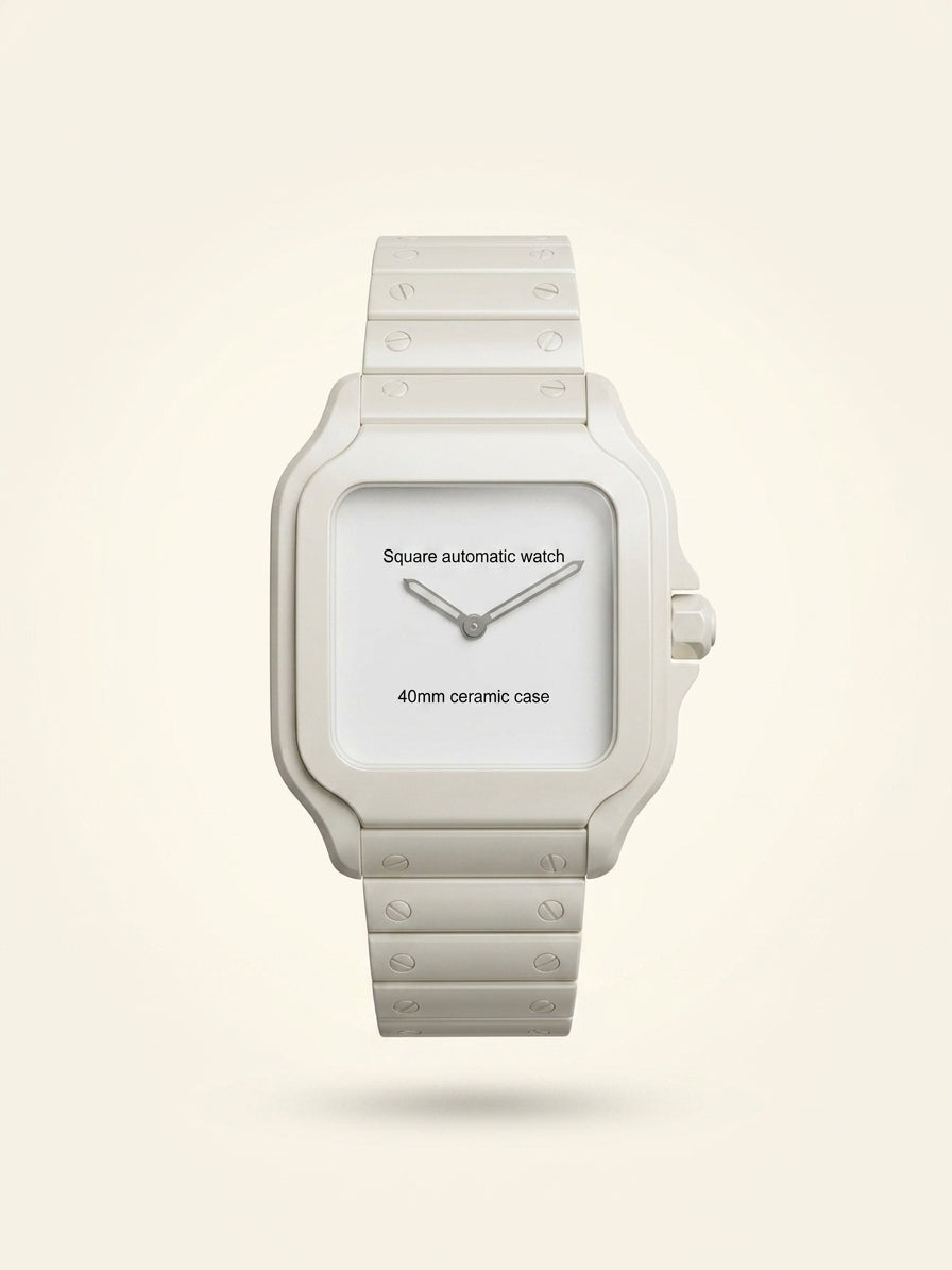 Cartier Santos de Cartier large watch, stainless steel and leather, UK version