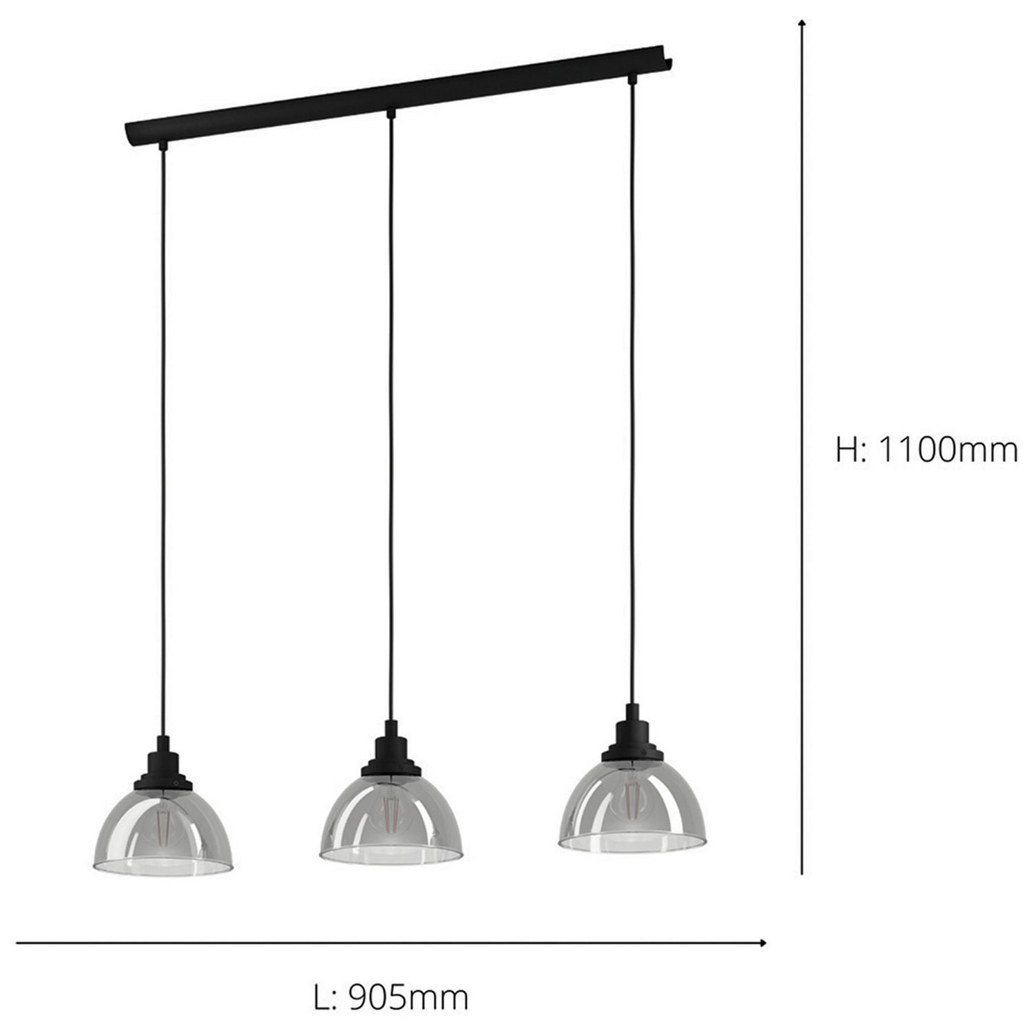 Eglo Beleser 3 light pendant dark grey - British product