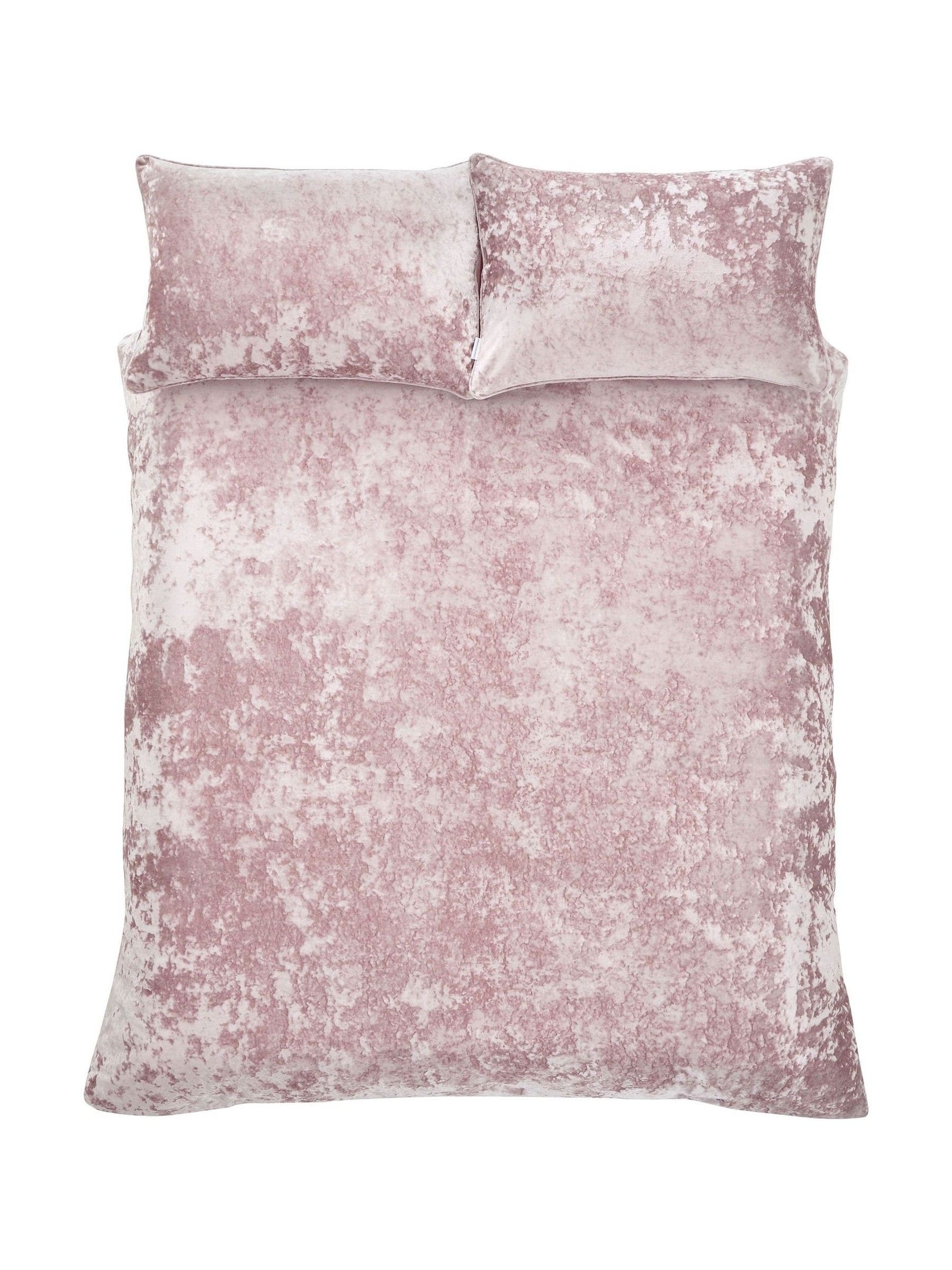 Catherine Lansfield pink crushed velvet duvet cover and pillowcase set - British product