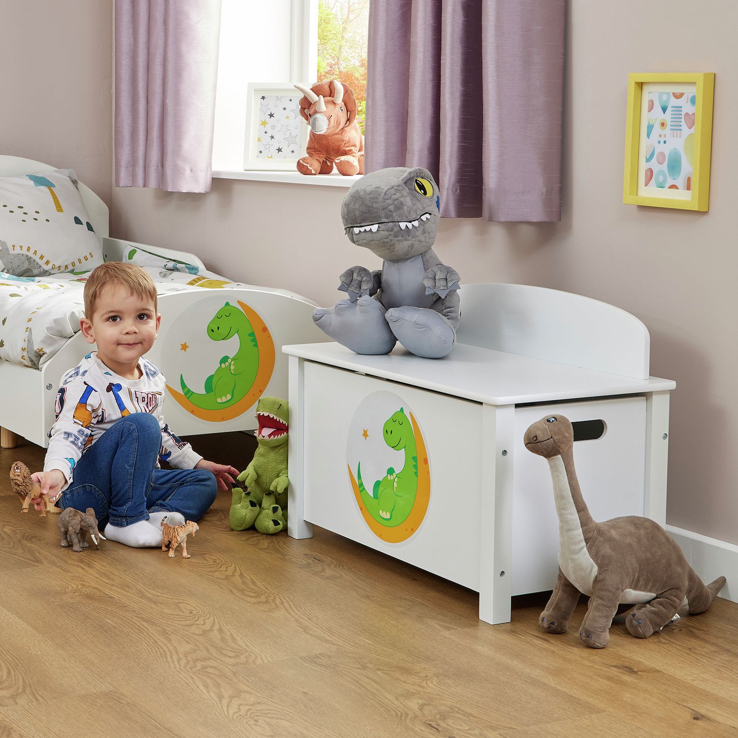 Liberty House Toys dinosaur toy box white - British product