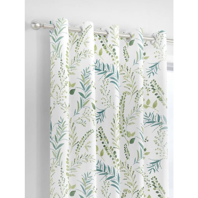 Fusion green fern eyelet curtains 117x137cm (British brand)