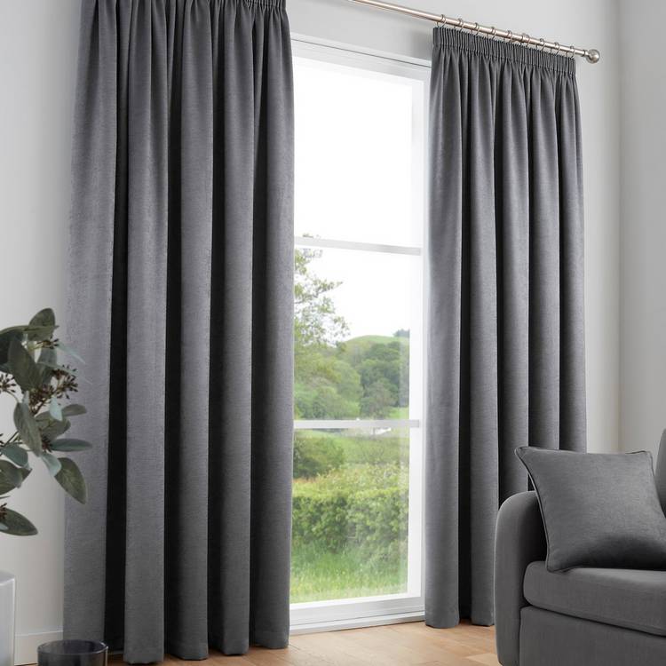 Fusion thermal curtains charcoal pencil pleat 117x137cm, imported from the UK