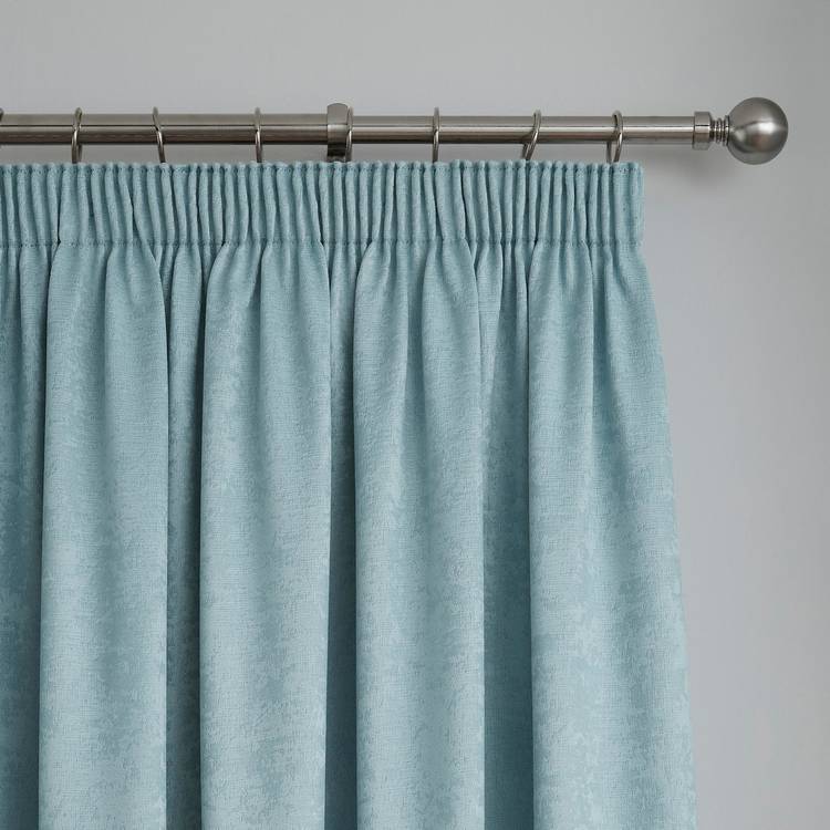 Fusion thermal pencil pleat curtains duck egg 117x137cm, UK version