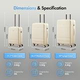 VonHaus 3-piece hard shell luggage set cream - British product