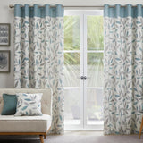 Fusion Beechwood leaf eyelet curtain duck egg 117x137cm, UK version