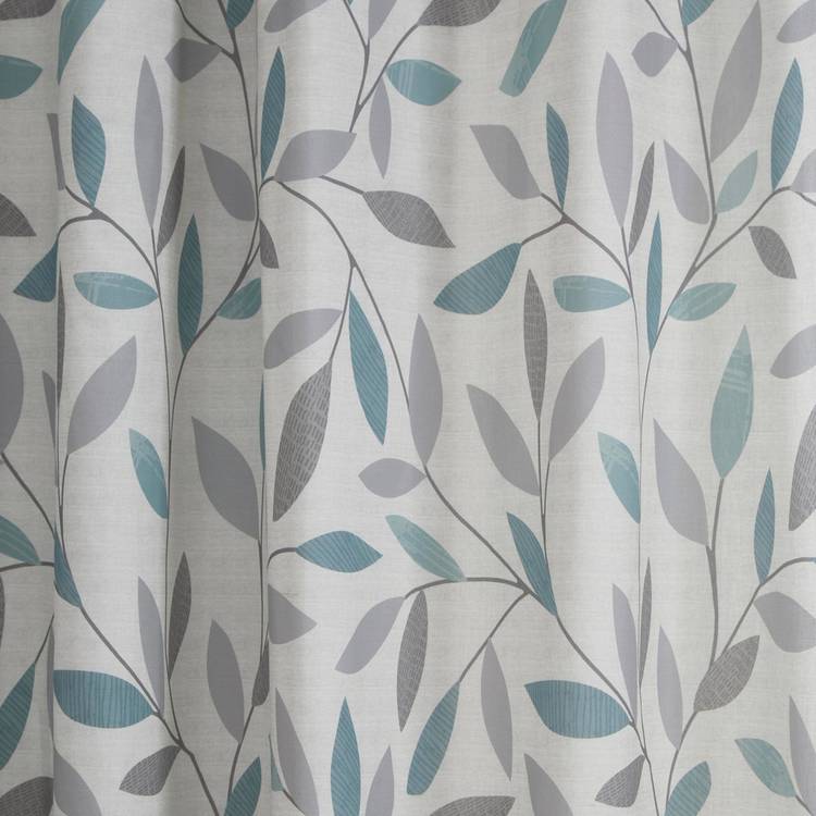 Fusion Beechwood leaf eyelet curtain duck egg 117x137cm, UK version