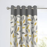 Fusion Beechwood leaf eyelet curtains ochre 117x137cm - British product