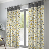Fusion Beechwood Leaf Eyelet Curtains - Ochre - 168x183cm