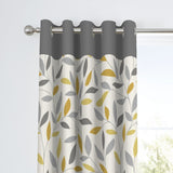 Fusion Beechwood Leaf Eyelet Curtains - Ochre - 168x229cm