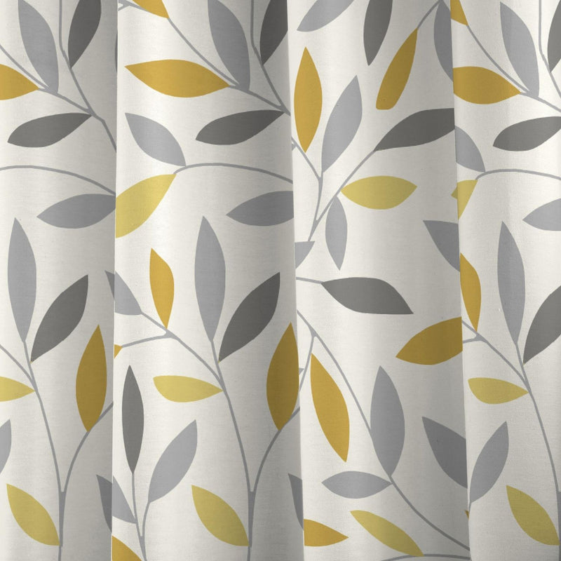 Fusion Beechwood Leaf Eyelet Curtains - Ochre - 229x183cm