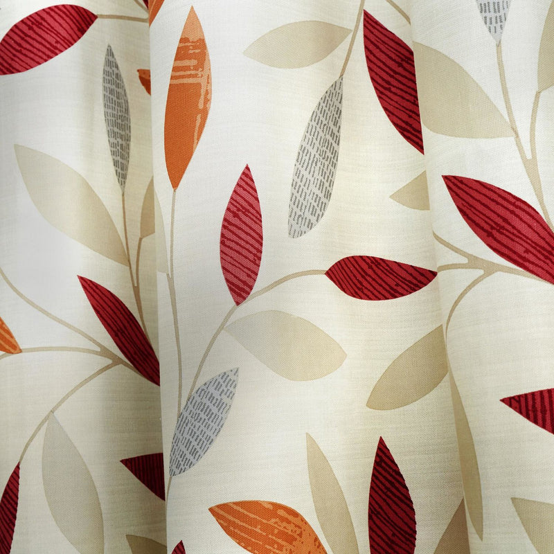 Fusion Beechwood Leaf Eyelet Curtains - Red - 168x183cm