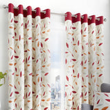 Fusion Beechwood Leaf Eyelet Curtains - Red - 229x183cm
