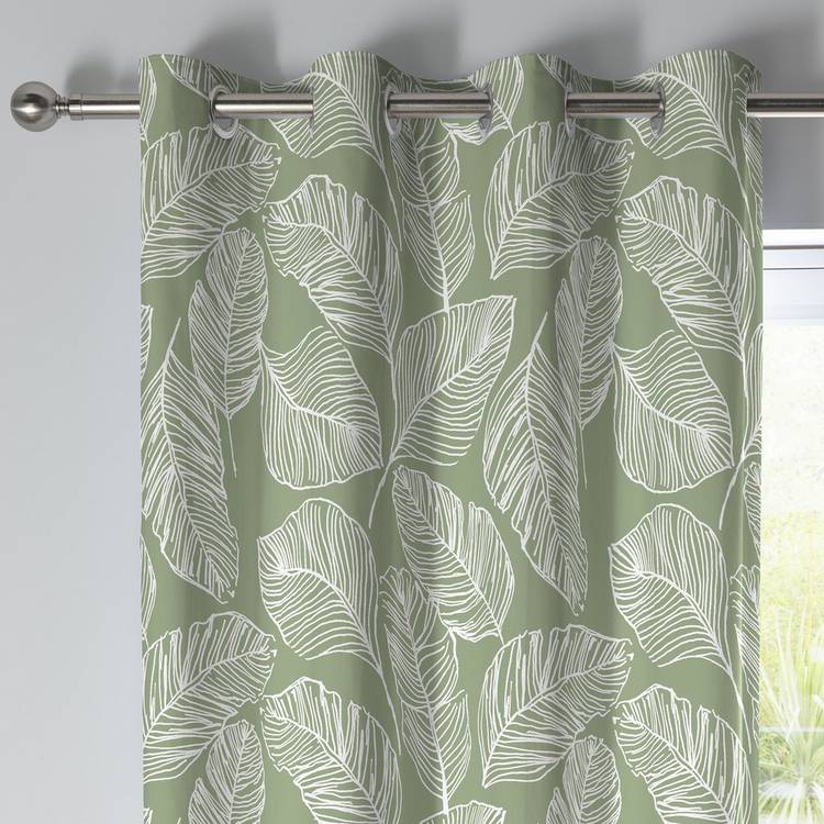 Fusion Matteo palm leaf green curtains 117x137cm (British brand)