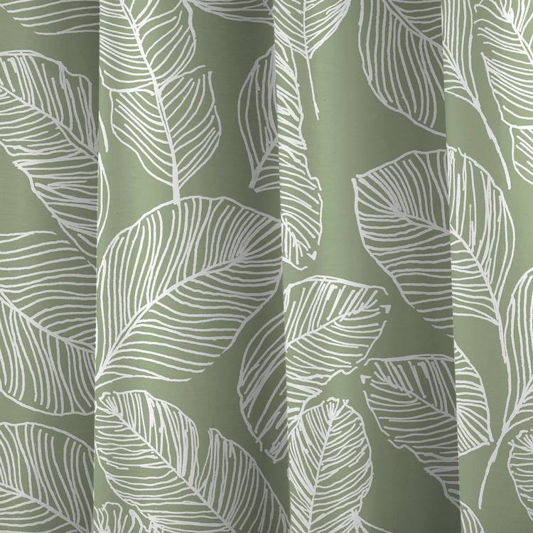 Fusion Matteo palm leaf green curtains 117x137cm (British brand)