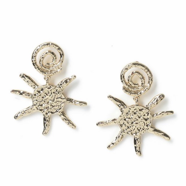 Freedom gold tone drop earrings 40mm - British product