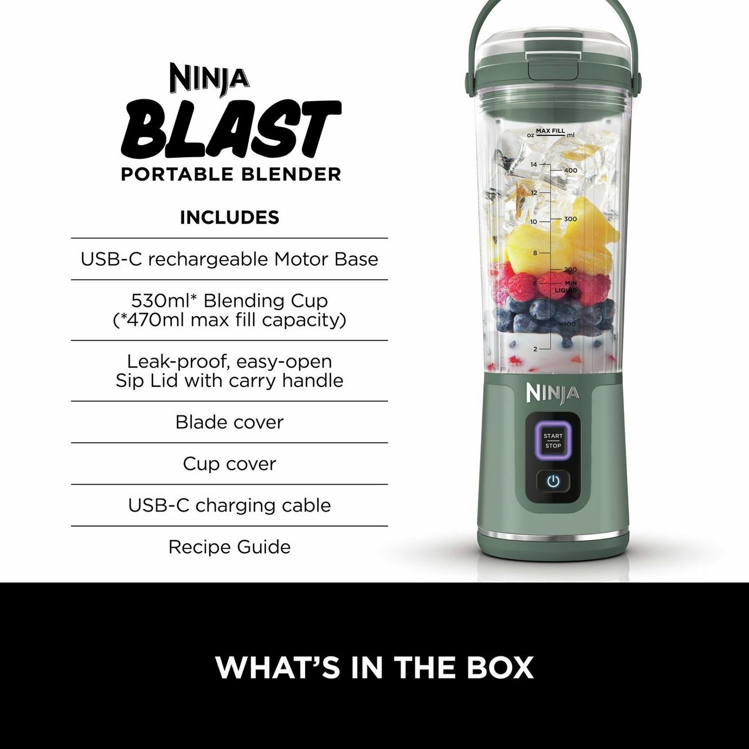 Ninja Blast Blender Forest Green portable blender - British product