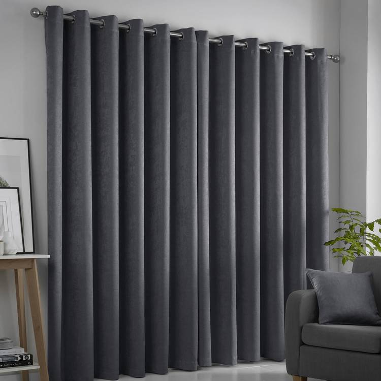 Fusion dim-out eyelet curtains charcoal 117x137cm - British product