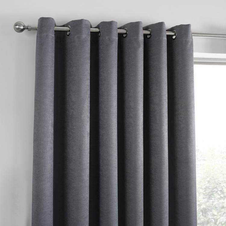 Fusion dim-out eyelet curtains charcoal 117x137cm - British product