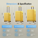 VonHaus 3-piece yellow hard shell suitcase set - British product