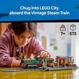 LEGO City Vintage Steam Train toy train set 575 pieces, imported from the UK