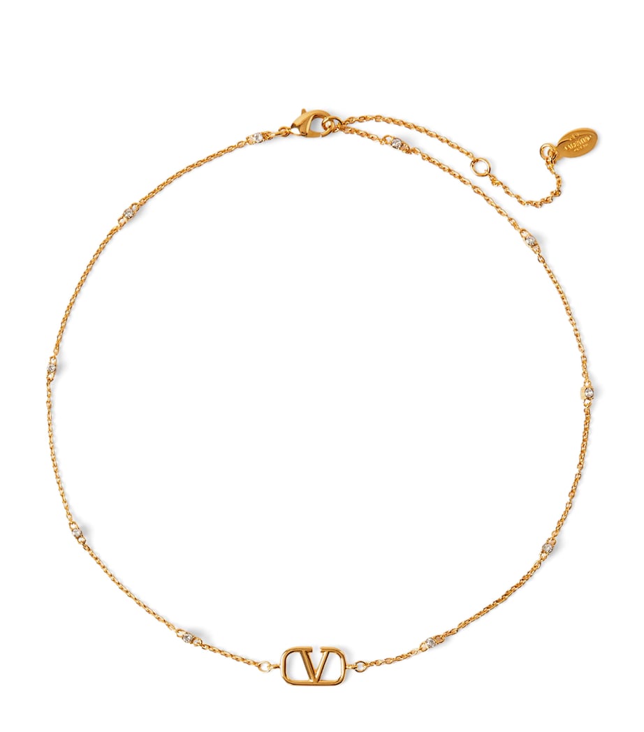 Valentino Garavani VLogo crystal-embellished necklace 35.5-42.5cm - British product