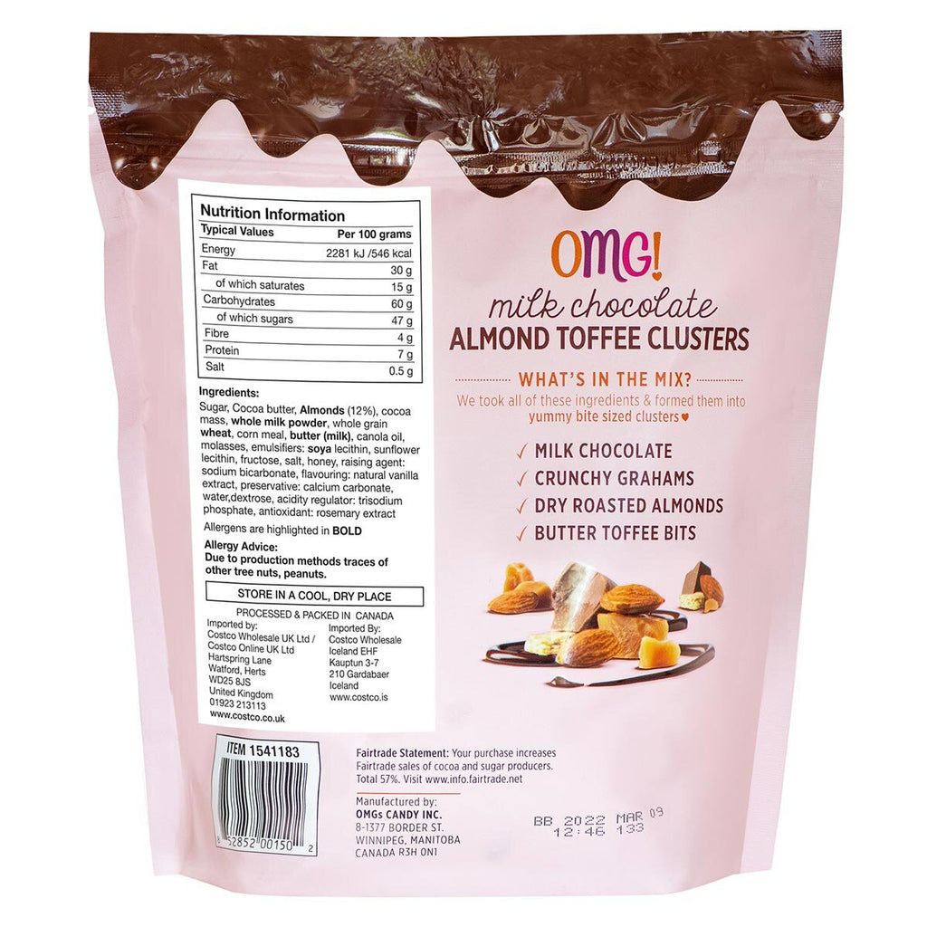 OMG! Milk Chocolate Almond Toffee Clusters, 680g