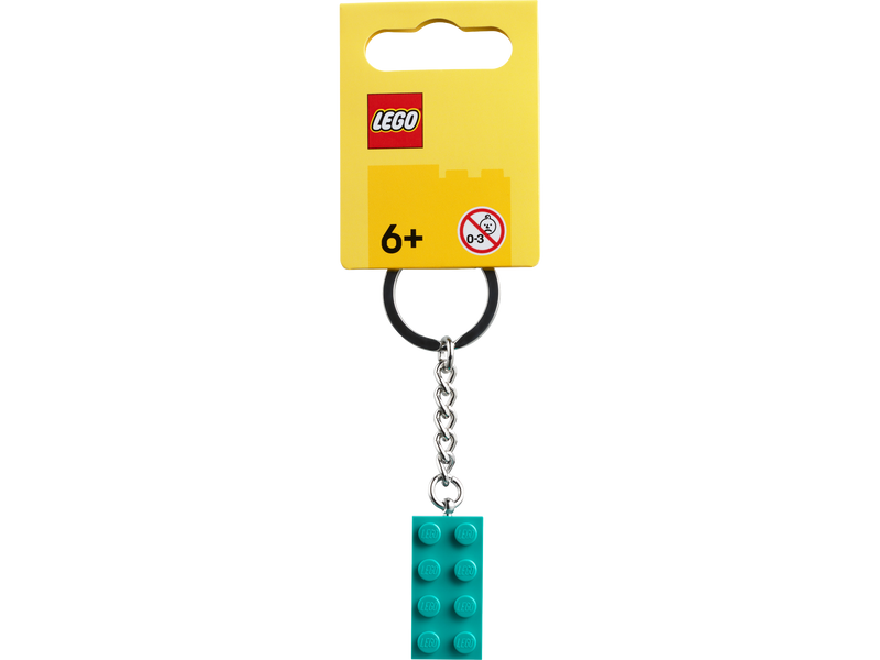 LEGO Brick Keyring Bright Bluish Green 8cm long - British product