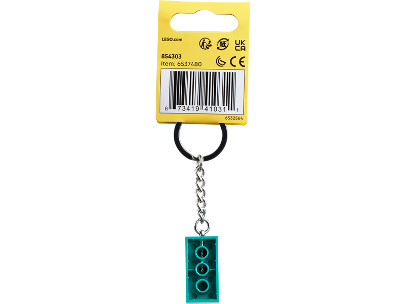 LEGO Brick Keyring Bright Bluish Green 8cm long - British product