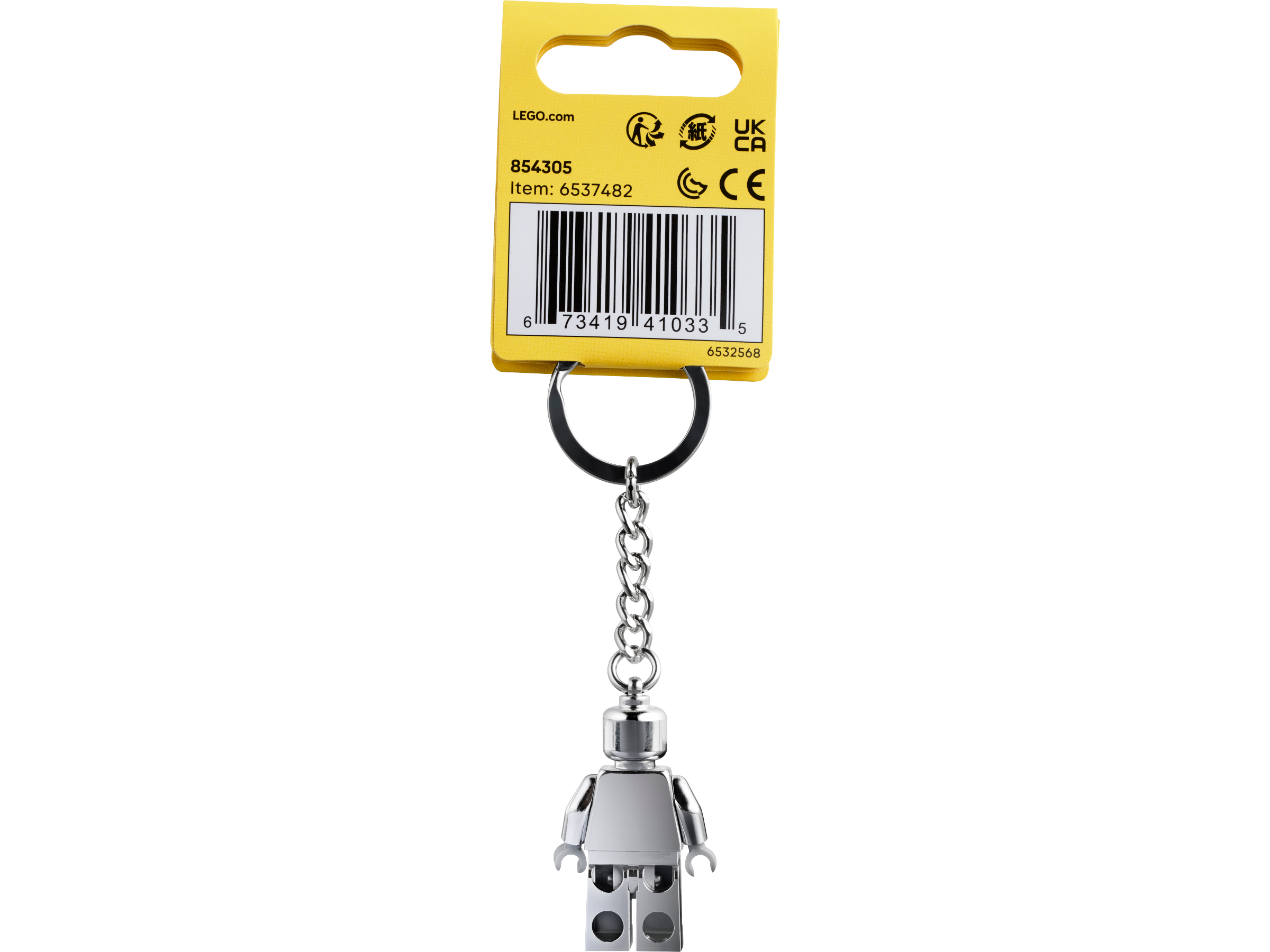 LEGO Silver Minifigure Key Ring 9cm length (British brand)