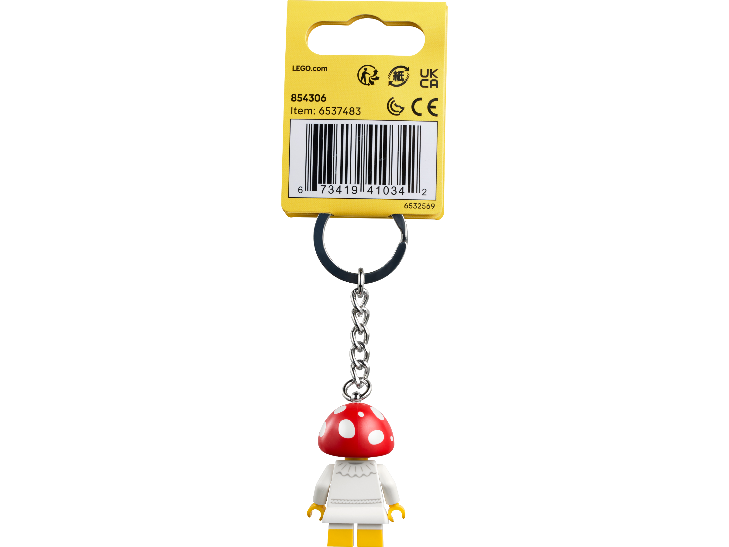 LEGO Mushroom Girl Keychain 9cm, imported from the UK