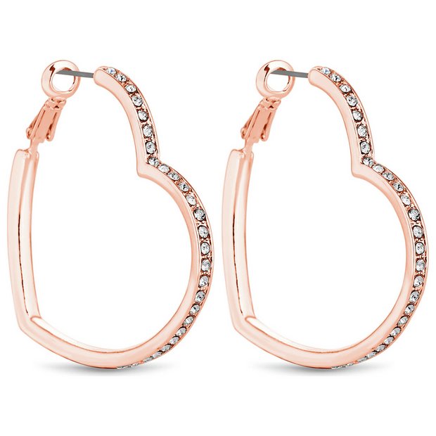 Lipsy crystal heart hoop earrings 40mm - British product