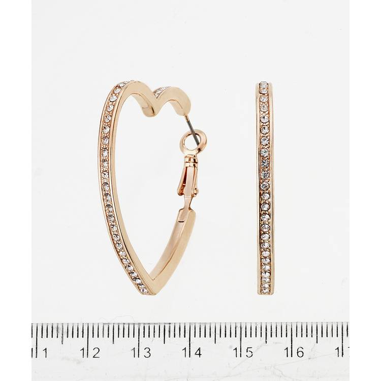 Lipsy crystal heart hoop earrings 40mm - British product