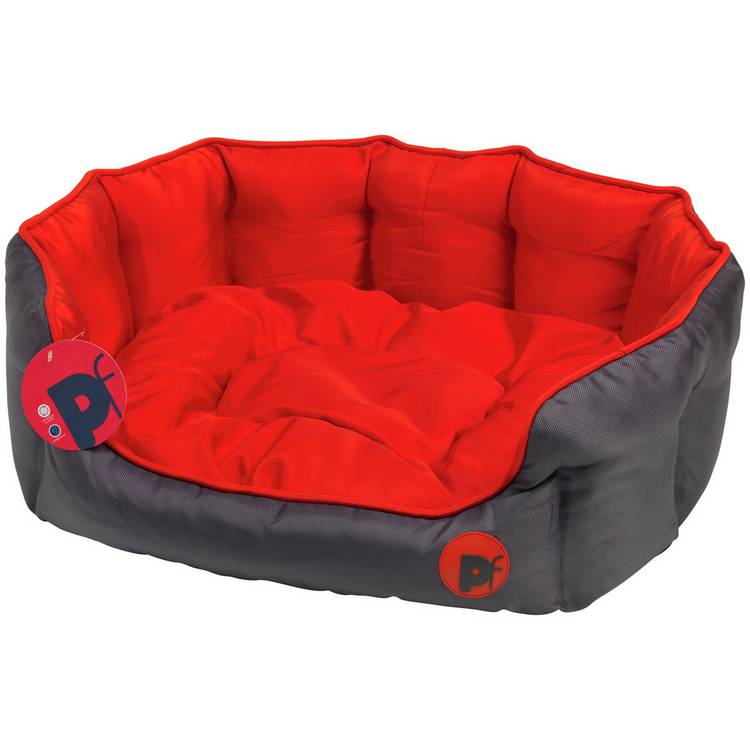 Petface Oxford Oval Red large dog bed - British product