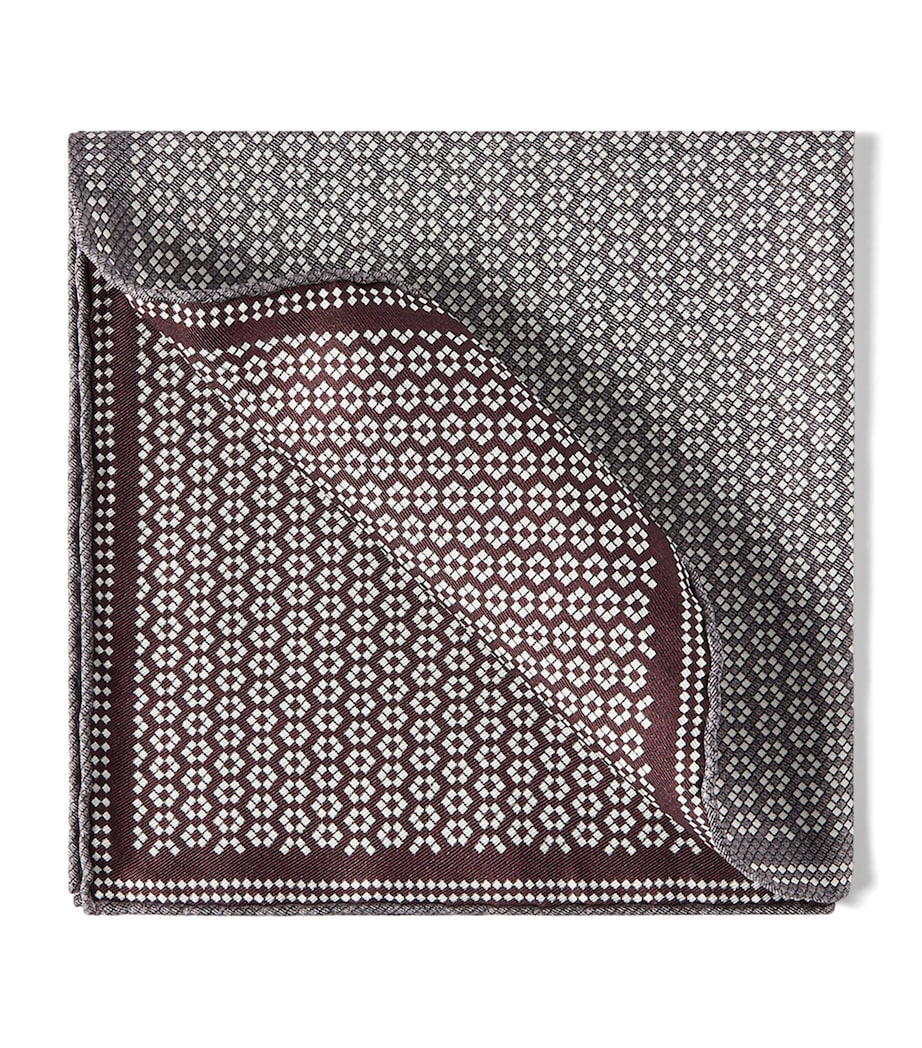Brunello Cucinelli patterned silk pocket square 35cm, imported from the UK