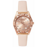 Sekonda rose gold plated stone set watch with nude strap (British brand)