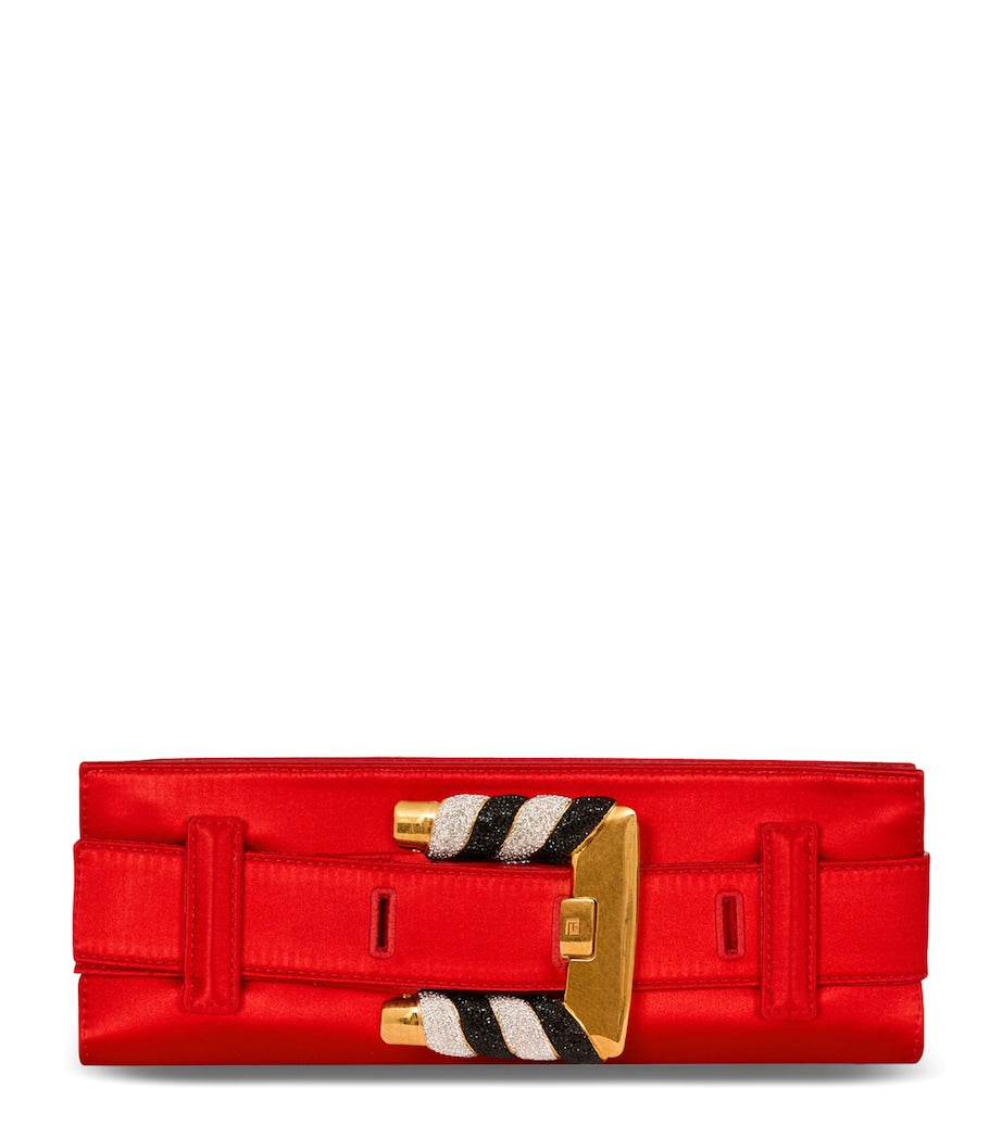 Balmain satin Anthem clutch bag zebra print, imported from the UK