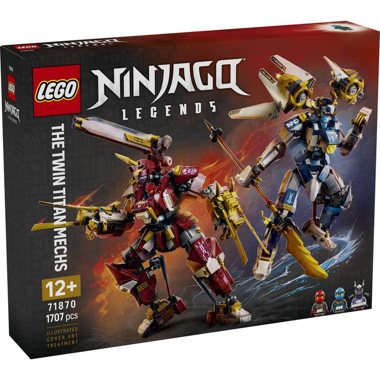 LEGO NINJAGO Twin Titan Mechs building set with 1707 pieces, UK version