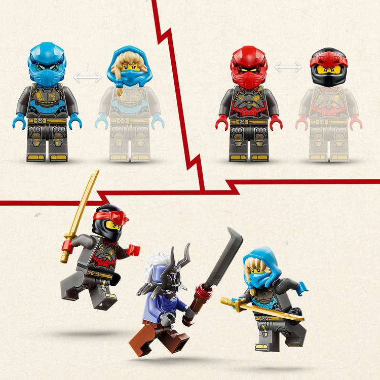 LEGO NINJAGO Twin Titan Mechs building set with 1707 pieces, UK version