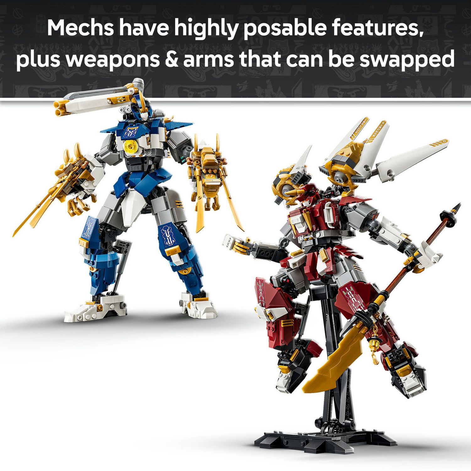 LEGO NINJAGO Twin Titan Mechs building set with 1707 pieces, UK version