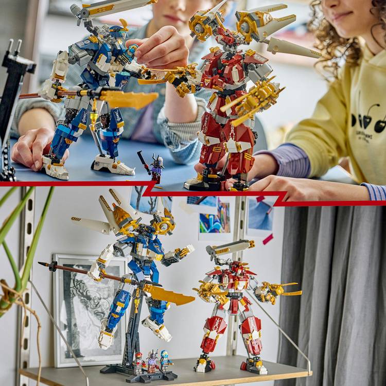 LEGO NINJAGO Twin Titan Mechs building set with 1707 pieces, UK version
