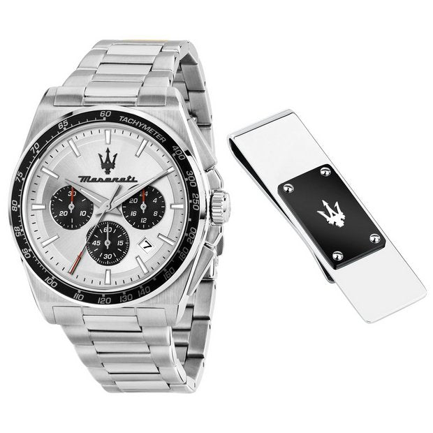 Maserati Velocita men's watch silver dial stainless steel bracelet - British product
