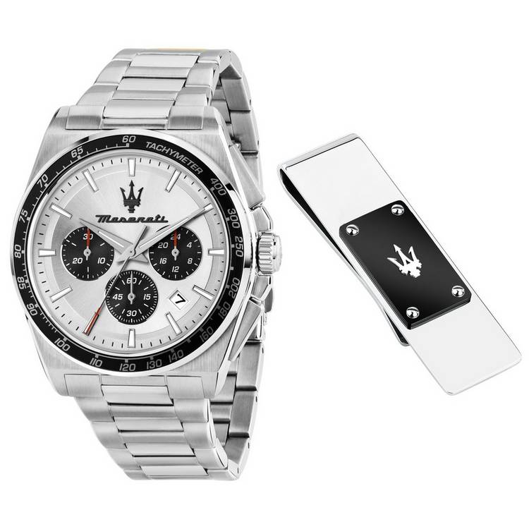 Maserati Velocita men's watch silver dial stainless steel bracelet - British product