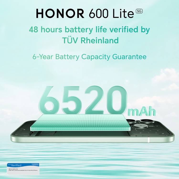 HONOR 600 Lite 5G 256GB smartphone Velvet Grey, imported from the UK
