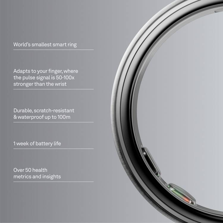 Oura smart ring Brushed Silver size 9, UK version