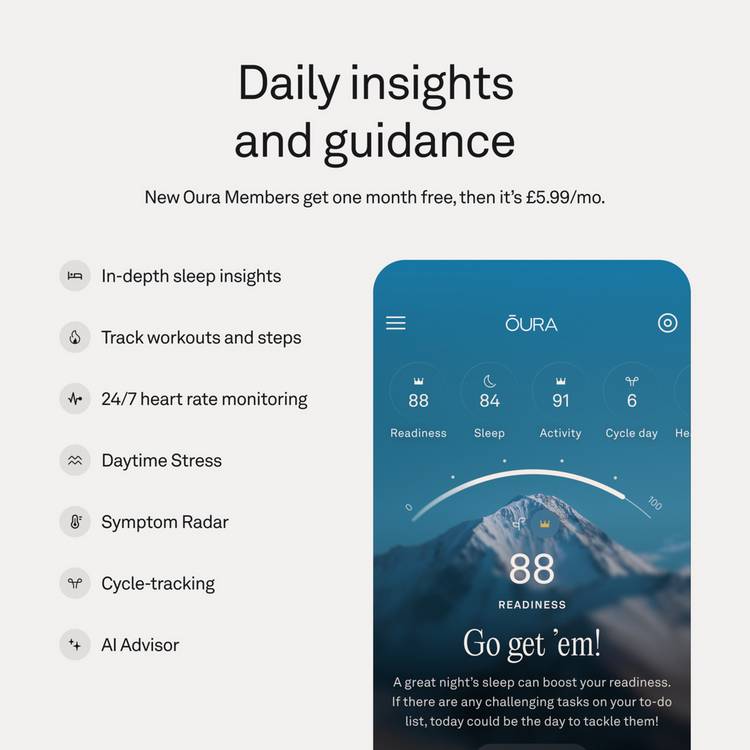 Oura smart ring Brushed Silver size 9, UK version