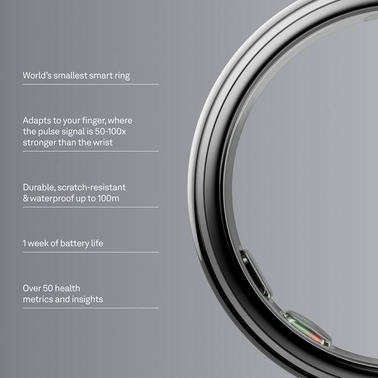 Oura Ring 5 silver smart ring size 13 - British product